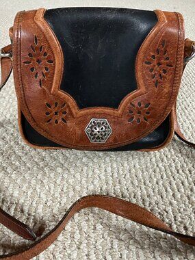 Vintage Brighton Crossbody Silver Western Leather